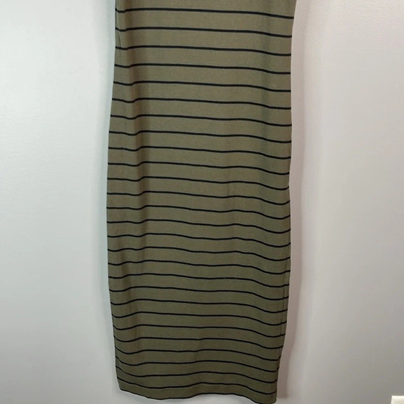 GEORGE Olive Green Ribbed  Bodycon Midi Tank Dress Striped Stretch Size M - Picture 5 of 11